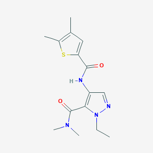 molecular formula C15H20N4O2S B10940640 4-{[(4,5-dimethylthiophen-2-yl)carbonyl]amino}-1-ethyl-N,N-dimethyl-1H-pyrazole-5-carboxamide 