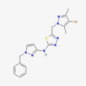 molecular formula C18H18BrN7S B10940656 N-(1-benzyl-1H-pyrazol-3-yl)-5-[(4-bromo-3,5-dimethyl-1H-pyrazol-1-yl)methyl]-1,3,4-thiadiazol-2-amine 