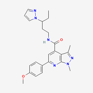 6-(4-methoxyphenyl)-1,3-dimethyl-N-[3-(1H-pyrazol-1-yl)pentyl]-1H-pyrazolo[3,4-b]pyridine-4-carboxamide