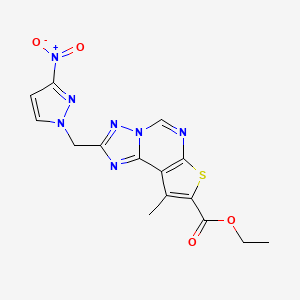 ethyl 9-methyl-2-[(3-nitro-1H-pyrazol-1-yl)methyl]thieno[3,2-e][1,2,4]triazolo[1,5-c]pyrimidine-8-carboxylate