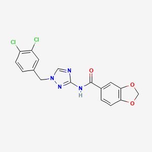 molecular formula C17H12Cl2N4O3 B10940685 N-[1-(3,4-dichlorobenzyl)-1H-1,2,4-triazol-3-yl]-1,3-benzodioxole-5-carboxamide 