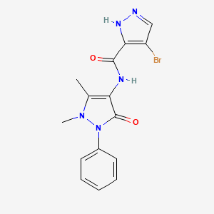 molecular formula C15H14BrN5O2 B10940741 4-bromo-N-(1,5-dimethyl-3-oxo-2-phenyl-2,3-dihydro-1H-pyrazol-4-yl)-1H-pyrazole-3-carboxamide 