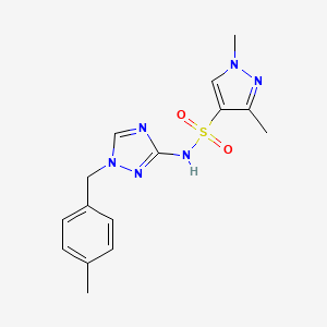 molecular formula C15H18N6O2S B10940759 1,3-dimethyl-N-[1-(4-methylbenzyl)-1H-1,2,4-triazol-3-yl]-1H-pyrazole-4-sulfonamide 