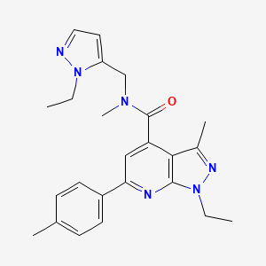 molecular formula C24H28N6O B10940792 1-ethyl-N-[(1-ethyl-1H-pyrazol-5-yl)methyl]-N,3-dimethyl-6-(4-methylphenyl)-1H-pyrazolo[3,4-b]pyridine-4-carboxamide CAS No. 1174865-34-9