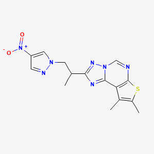 8,9-Dimethyl-2-[1-methyl-2-(4-nitro-1H-pyrazol-1-YL)ethyl]thieno[3,2-E][1,2,4]triazolo[1,5-C]pyrimidine