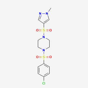 molecular formula C14H17ClN4O4S2 B10940804 1-[(4-chlorophenyl)sulfonyl]-4-[(1-methyl-1H-pyrazol-4-yl)sulfonyl]piperazine 