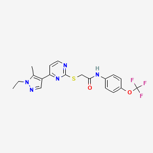 2-{[4-(1-ethyl-5-methyl-1H-pyrazol-4-yl)pyrimidin-2-yl]sulfanyl}-N-[4-(trifluoromethoxy)phenyl]acetamide