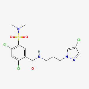 molecular formula C15H17Cl3N4O3S B10940838 2,4-dichloro-N-[3-(4-chloro-1H-pyrazol-1-yl)propyl]-5-(dimethylsulfamoyl)benzamide 