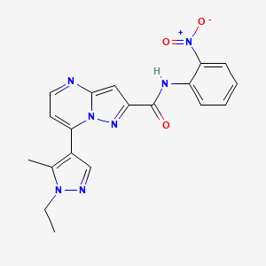 molecular formula C19H17N7O3 B10940840 7-(1-ethyl-5-methyl-1H-pyrazol-4-yl)-N-(2-nitrophenyl)pyrazolo[1,5-a]pyrimidine-2-carboxamide 