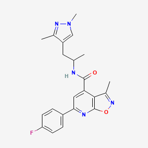 molecular formula C22H22FN5O2 B10940864 N-[1-(1,3-dimethyl-1H-pyrazol-4-yl)propan-2-yl]-6-(4-fluorophenyl)-3-methyl[1,2]oxazolo[5,4-b]pyridine-4-carboxamide 