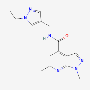 molecular formula C15H18N6O B10940905 N-[(1-ethyl-1H-pyrazol-4-yl)methyl]-1,6-dimethyl-1H-pyrazolo[3,4-b]pyridine-4-carboxamide 