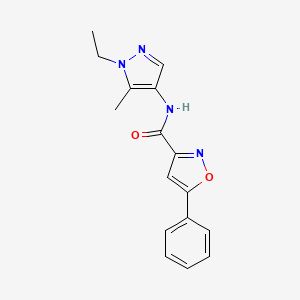 molecular formula C16H16N4O2 B10940920 N-(1-ethyl-5-methyl-1H-pyrazol-4-yl)-5-phenyl-1,2-oxazole-3-carboxamide 