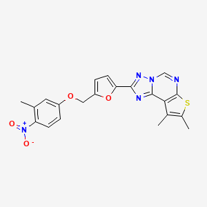 molecular formula C21H17N5O4S B10940930 8,9-Dimethyl-2-{5-[(3-methyl-4-nitrophenoxy)methyl]furan-2-yl}thieno[3,2-e][1,2,4]triazolo[1,5-c]pyrimidine 