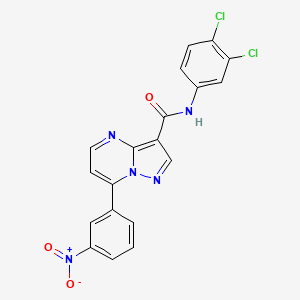 molecular formula C19H11Cl2N5O3 B10940953 N-(3,4-dichlorophenyl)-7-(3-nitrophenyl)pyrazolo[1,5-a]pyrimidine-3-carboxamide 