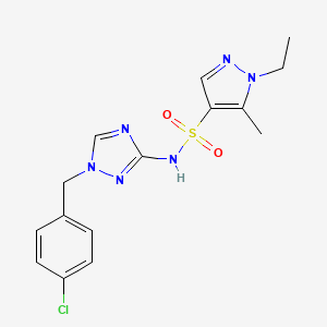 molecular formula C15H17ClN6O2S B10940979 N-[1-(4-chlorobenzyl)-1H-1,2,4-triazol-3-yl]-1-ethyl-5-methyl-1H-pyrazole-4-sulfonamide 