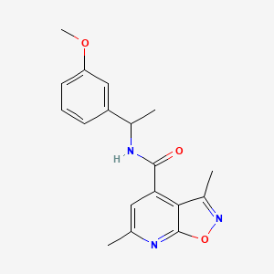 molecular formula C18H19N3O3 B10940980 N-[1-(3-methoxyphenyl)ethyl]-3,6-dimethyl[1,2]oxazolo[5,4-b]pyridine-4-carboxamide 