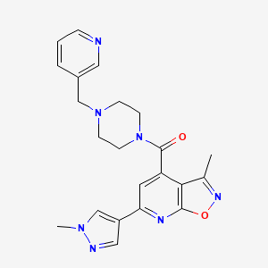 molecular formula C22H23N7O2 B10940982 [3-methyl-6-(1-methyl-1H-pyrazol-4-yl)[1,2]oxazolo[5,4-b]pyridin-4-yl][4-(pyridin-3-ylmethyl)piperazin-1-yl]methanone 