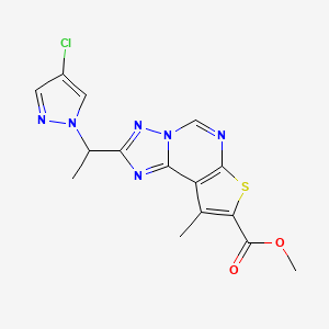 molecular formula C15H13ClN6O2S B10940989 methyl 2-[1-(4-chloro-1H-pyrazol-1-yl)ethyl]-9-methylthieno[3,2-e][1,2,4]triazolo[1,5-c]pyrimidine-8-carboxylate 