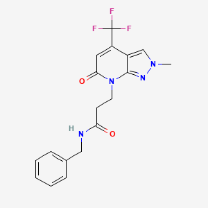 molecular formula C18H17F3N4O2 B10941019 N-benzyl-3-[2-methyl-6-oxo-4-(trifluoromethyl)-2,6-dihydro-7H-pyrazolo[3,4-b]pyridin-7-yl]propanamide 