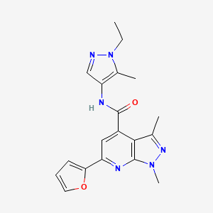 molecular formula C19H20N6O2 B10941058 N-(1-ethyl-5-methyl-1H-pyrazol-4-yl)-6-(furan-2-yl)-1,3-dimethyl-1H-pyrazolo[3,4-b]pyridine-4-carboxamide 