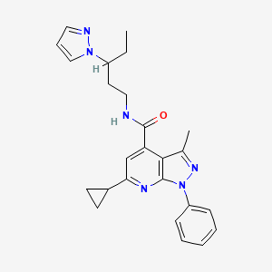 6-cyclopropyl-3-methyl-1-phenyl-N-[3-(1H-pyrazol-1-yl)pentyl]-1H-pyrazolo[3,4-b]pyridine-4-carboxamide