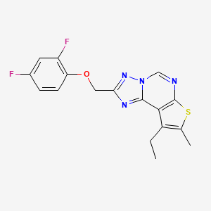 molecular formula C17H14F2N4OS B10941129 2-[(2,4-Difluorophenoxy)methyl]-9-ethyl-8-methylthieno[3,2-e][1,2,4]triazolo[1,5-c]pyrimidine 