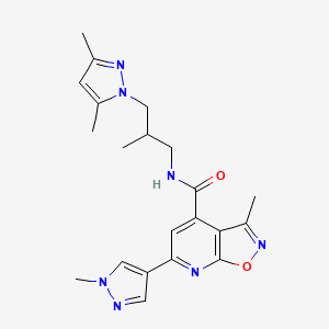 molecular formula C21H25N7O2 B10941131 N-[3-(3,5-dimethyl-1H-pyrazol-1-yl)-2-methylpropyl]-3-methyl-6-(1-methyl-1H-pyrazol-4-yl)[1,2]oxazolo[5,4-b]pyridine-4-carboxamide 