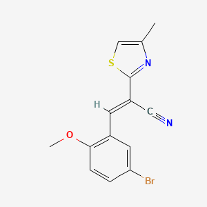 molecular formula C14H11BrN2OS B10941146 (2E)-3-(5-bromo-2-methoxyphenyl)-2-(4-methyl-1,3-thiazol-2-yl)prop-2-enenitrile 