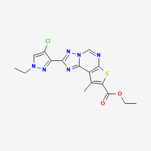 ethyl 2-(4-chloro-1-ethyl-1H-pyrazol-3-yl)-9-methylthieno[3,2-e][1,2,4]triazolo[1,5-c]pyrimidine-8-carboxylate