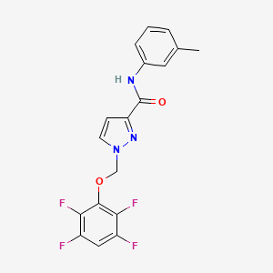 molecular formula C18H13F4N3O2 B10941155 N-(3-methylphenyl)-1-[(2,3,5,6-tetrafluorophenoxy)methyl]-1H-pyrazole-3-carboxamide 