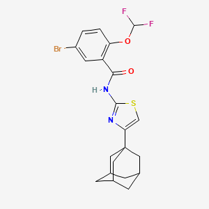 molecular formula C21H21BrF2N2O2S B10941177 N~1~-[4-(1-Adamantyl)-1,3-thiazol-2-YL]-5-bromo-2-(difluoromethoxy)benzamide 