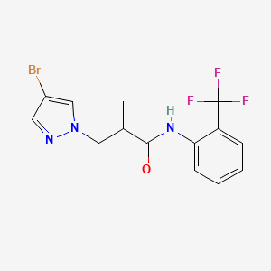 molecular formula C14H13BrF3N3O B10941181 3-(4-bromo-1H-pyrazol-1-yl)-2-methyl-N-[2-(trifluoromethyl)phenyl]propanamide 