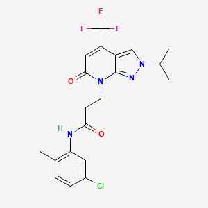 molecular formula C20H20ClF3N4O2 B10941201 N-(5-chloro-2-methylphenyl)-3-[6-oxo-2-(propan-2-yl)-4-(trifluoromethyl)-2,6-dihydro-7H-pyrazolo[3,4-b]pyridin-7-yl]propanamide 