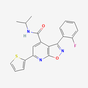 molecular formula C20H16FN3O2S B10941211 3-(2-fluorophenyl)-N-(propan-2-yl)-6-(thiophen-2-yl)[1,2]oxazolo[5,4-b]pyridine-4-carboxamide 