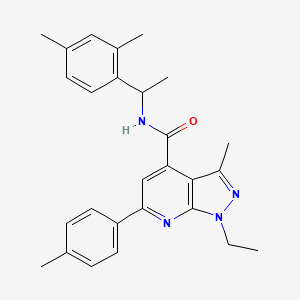 molecular formula C27H30N4O B10941218 N-[1-(2,4-dimethylphenyl)ethyl]-1-ethyl-3-methyl-6-(4-methylphenyl)-1H-pyrazolo[3,4-b]pyridine-4-carboxamide 