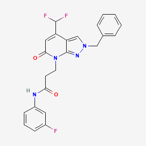 molecular formula C23H19F3N4O2 B10941238 3-[2-benzyl-4-(difluoromethyl)-6-oxo-2,6-dihydro-7H-pyrazolo[3,4-b]pyridin-7-yl]-N-(3-fluorophenyl)propanamide 