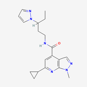 molecular formula C19H24N6O B10941247 6-cyclopropyl-1-methyl-N-[3-(1H-pyrazol-1-yl)pentyl]-1H-pyrazolo[3,4-b]pyridine-4-carboxamide 