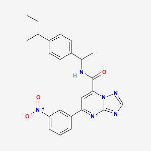 molecular formula C24H24N6O3 B10941252 N-{1-[4-(butan-2-yl)phenyl]ethyl}-5-(3-nitrophenyl)[1,2,4]triazolo[1,5-a]pyrimidine-7-carboxamide 