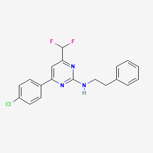 molecular formula C19H16ClF2N3 B10941254 4-(4-chlorophenyl)-6-(difluoromethyl)-N-(2-phenylethyl)pyrimidin-2-amine 