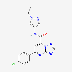 molecular formula C17H14ClN7O B10941266 5-(4-chlorophenyl)-N-(1-ethyl-1H-pyrazol-4-yl)[1,2,4]triazolo[1,5-a]pyrimidine-7-carboxamide 