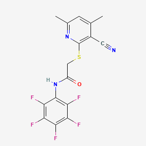 2-[(3-cyano-4,6-dimethylpyridin-2-yl)sulfanyl]-N-(pentafluorophenyl)acetamide