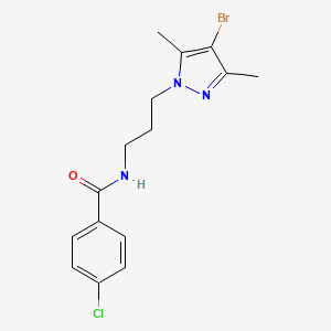 molecular formula C15H17BrClN3O B10941291 N-[3-(4-bromo-3,5-dimethyl-1H-pyrazol-1-yl)propyl]-4-chlorobenzamide 