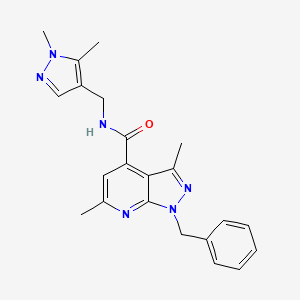 molecular formula C22H24N6O B10941318 1-benzyl-N-[(1,5-dimethyl-1H-pyrazol-4-yl)methyl]-3,6-dimethyl-1H-pyrazolo[3,4-b]pyridine-4-carboxamide 