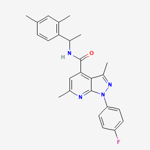 molecular formula C25H25FN4O B10941339 N-[1-(2,4-dimethylphenyl)ethyl]-1-(4-fluorophenyl)-3,6-dimethyl-1H-pyrazolo[3,4-b]pyridine-4-carboxamide 