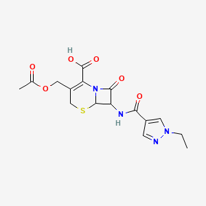 3-[(acetyloxy)methyl]-7-{[(1-ethyl-1H-pyrazol-4-yl)carbonyl]amino}-8-oxo-5-thia-1-azabicyclo[4.2.0]oct-2-ene-2-carboxylic acid