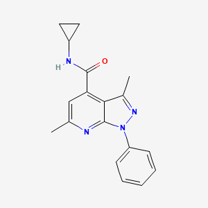 molecular formula C18H18N4O B10941364 N-cyclopropyl-3,6-dimethyl-1-phenyl-1H-pyrazolo[3,4-b]pyridine-4-carboxamide 