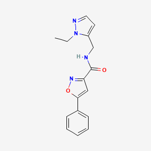 molecular formula C16H16N4O2 B10941395 N-[(1-ethyl-1H-pyrazol-5-yl)methyl]-5-phenyl-1,2-oxazole-3-carboxamide 