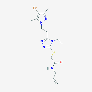 molecular formula C16H23BrN6OS B10941400 2-({5-[2-(4-bromo-3,5-dimethyl-1H-pyrazol-1-yl)ethyl]-4-ethyl-4H-1,2,4-triazol-3-yl}sulfanyl)-N-(prop-2-en-1-yl)acetamide 