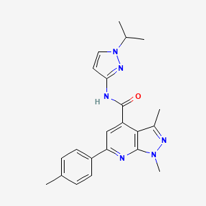 molecular formula C22H24N6O B10941422 1,3-dimethyl-6-(4-methylphenyl)-N-[1-(propan-2-yl)-1H-pyrazol-3-yl]-1H-pyrazolo[3,4-b]pyridine-4-carboxamide 