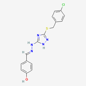 4-[(E)-(2-{5-[(4-chlorobenzyl)sulfanyl]-4H-1,2,4-triazol-3-yl}hydrazinylidene)methyl]phenol